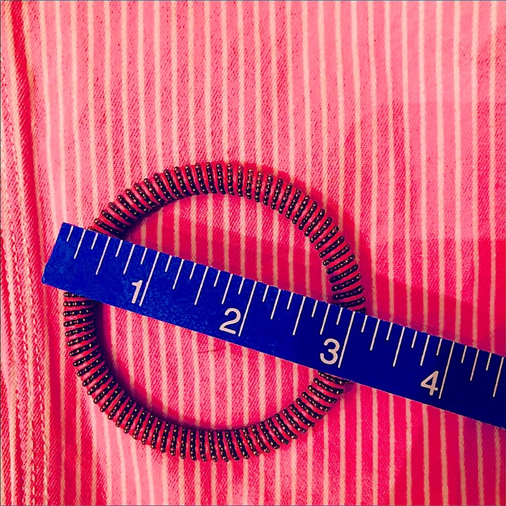 Bright Pink Tiny Silver Beaded Bangle Bracelet Vi… - image 3